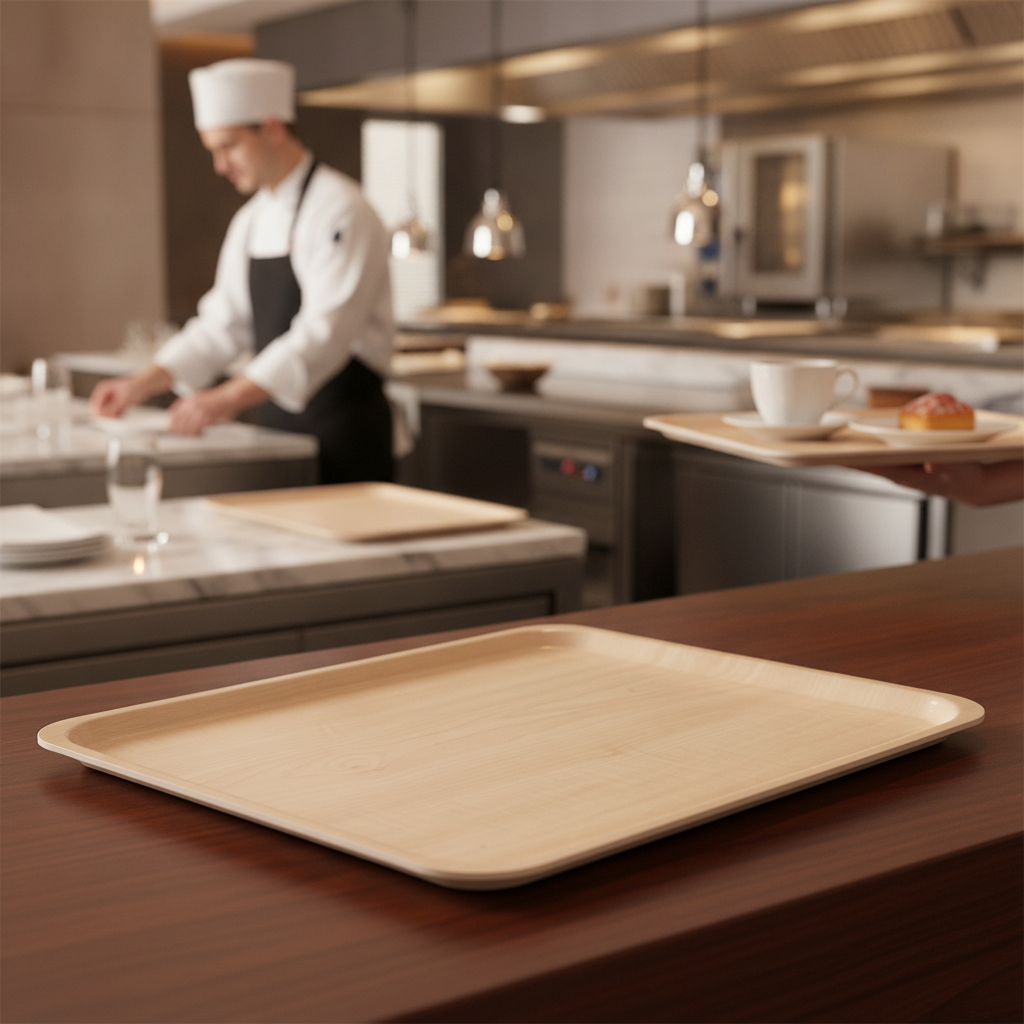 Laminate Rectangular Tray with Birch Finish for Cafeterias