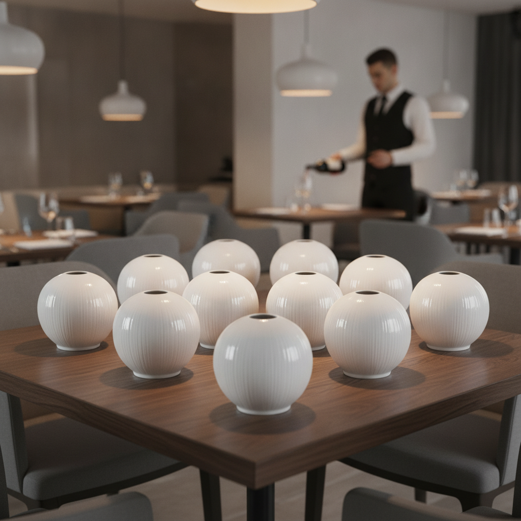Alumina Vitrified Ceramic Round Bud Vases 2.65kg for Fine Dining (Pack of 12)