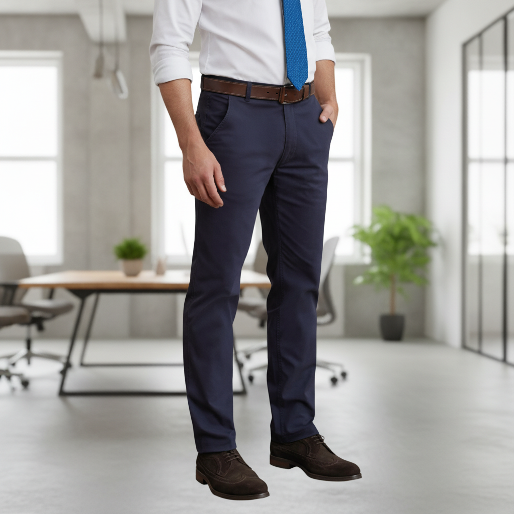 Cotton Blend Navy Slim Fit Chinos 28" for Workwear