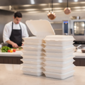 Fibre Clamshell Lunch Boxes 9x8" for Food-to-Go Service (Pack of 200)