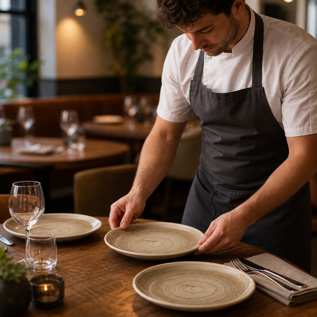Organic Round Plates 210mm Porcelain for Restaurants & Pubs (Pack of 12)