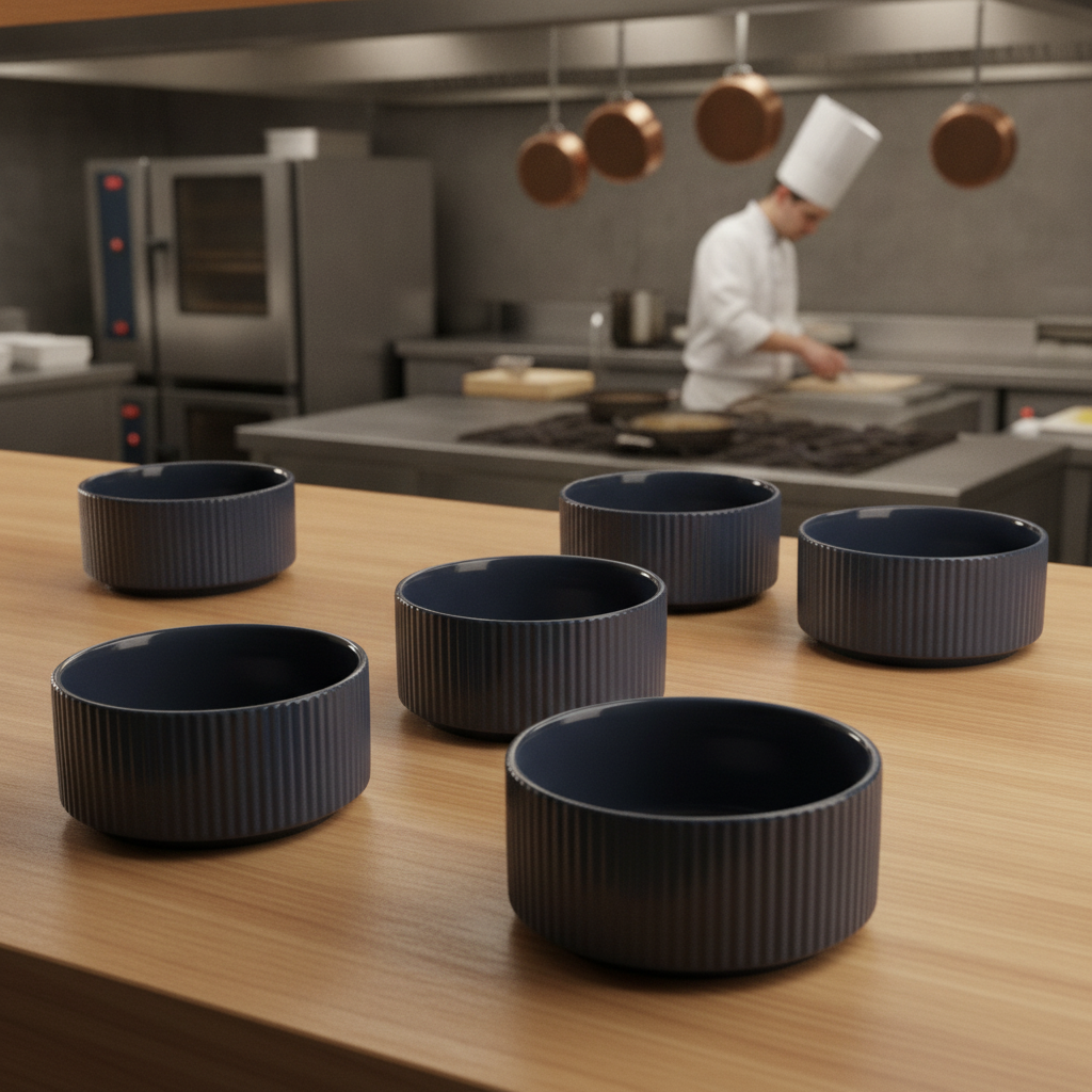 Porcelain Bowls 350ml in Navy Blue for Buffet Displays (Pack of 6)