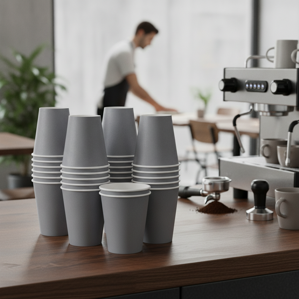 Cardboard Charcoal Coffee Cups 340ml for Takeaway Service (Pack of 1000)