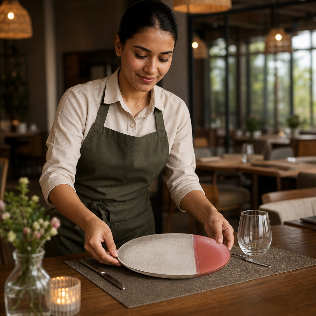 Plates 230mm Coral Stoneware for Everyday Use (Pack of 6)