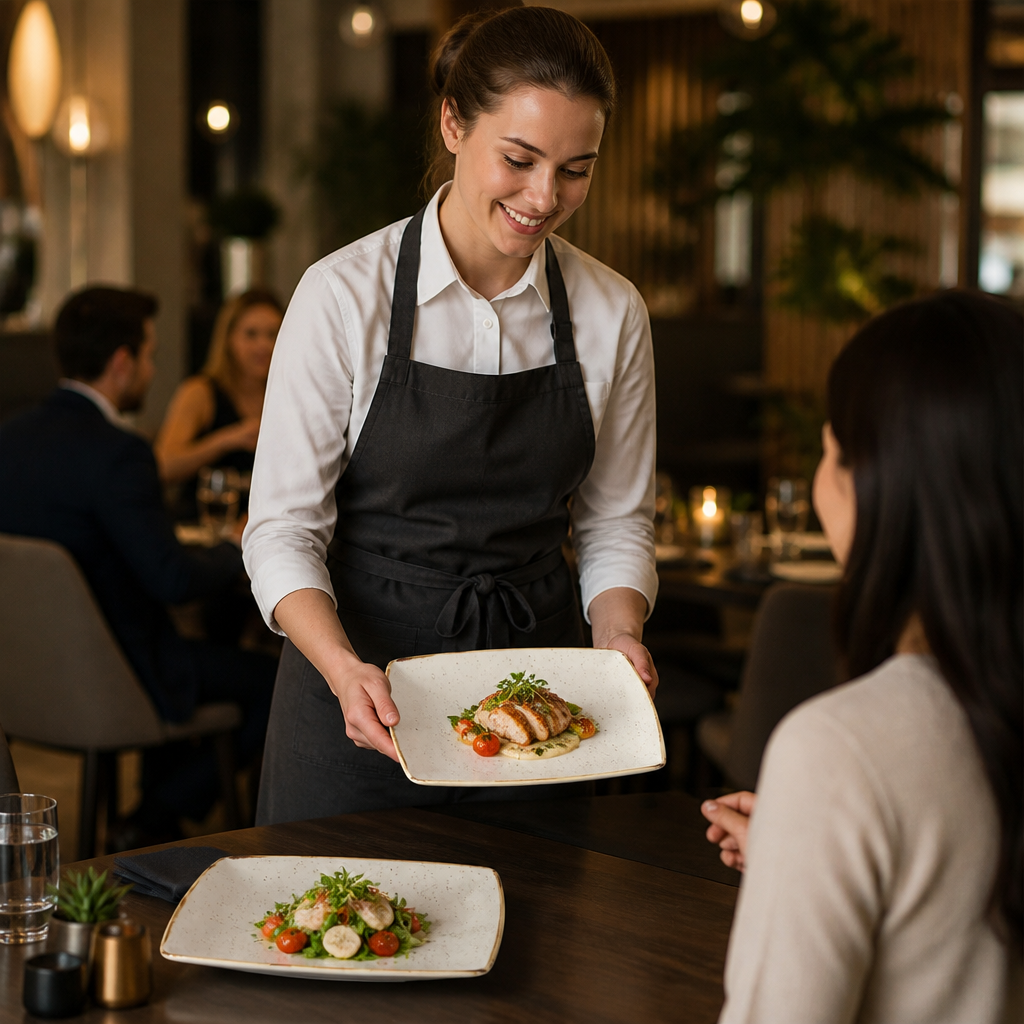 Deep Square Plate White Vitrified Ceramic for Dining (Pack of 6)