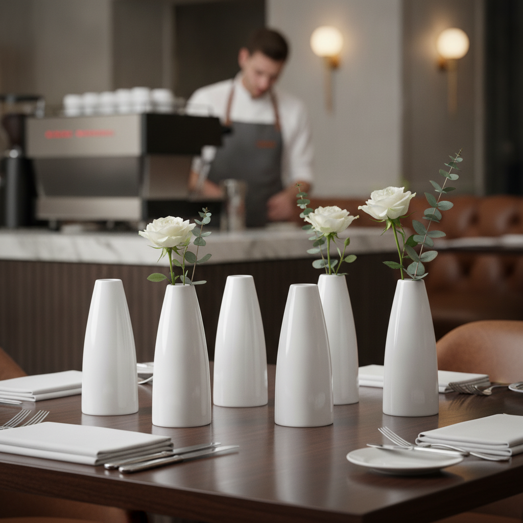 Super Vitrified Ceramic Bud Vase 125mm for Table Settings (Pack of 6)