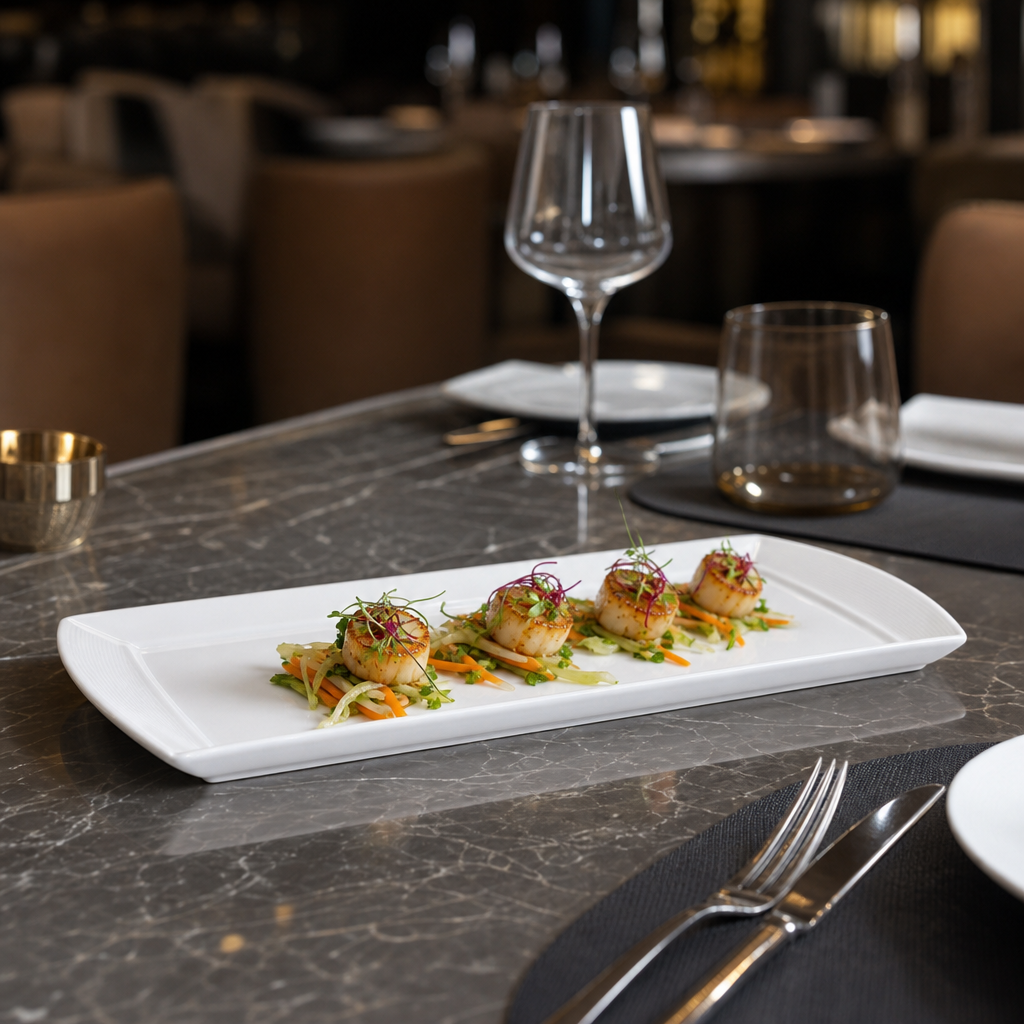 Rectangular Trays 340x150mm Bone China for Elegant Serving (Pack of 12)