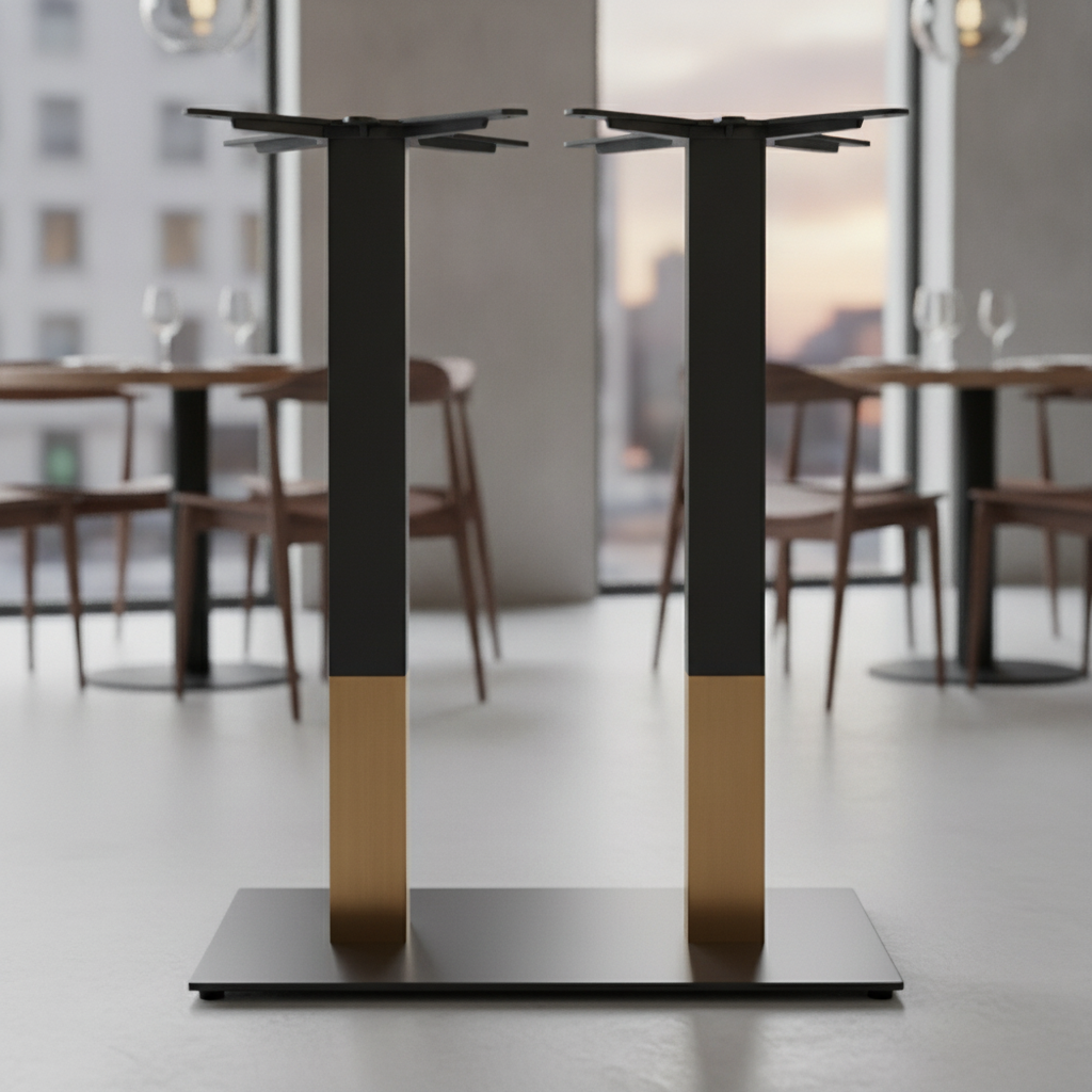 Steel Rectangular Table Base Black with Gold Accent 700x400mm for Indoor Use