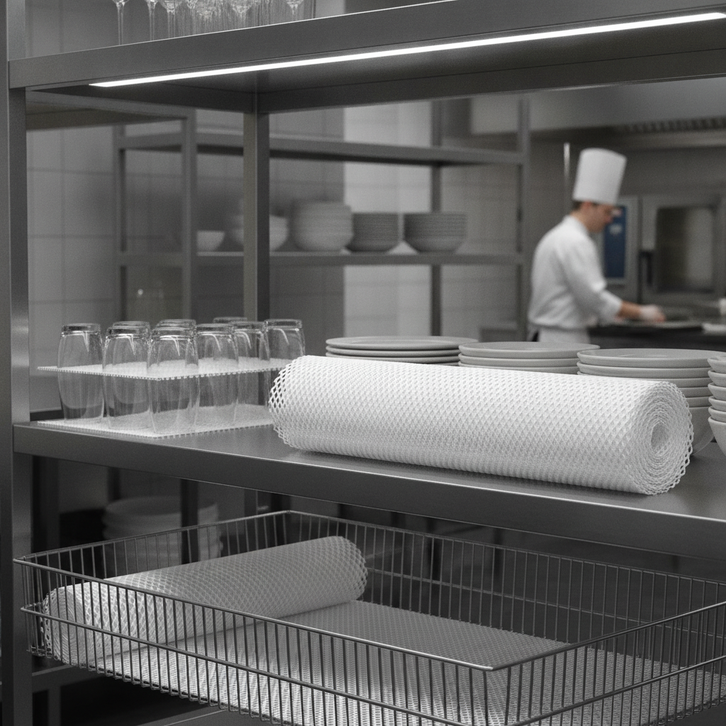 Plastic Shelf Liner 610mm x 10000mm for Hygienic Glass Storage