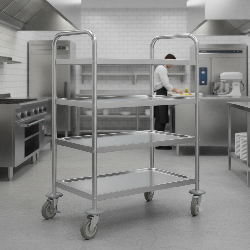 Stainless Steel Four Tier Trolley for Transporting Items