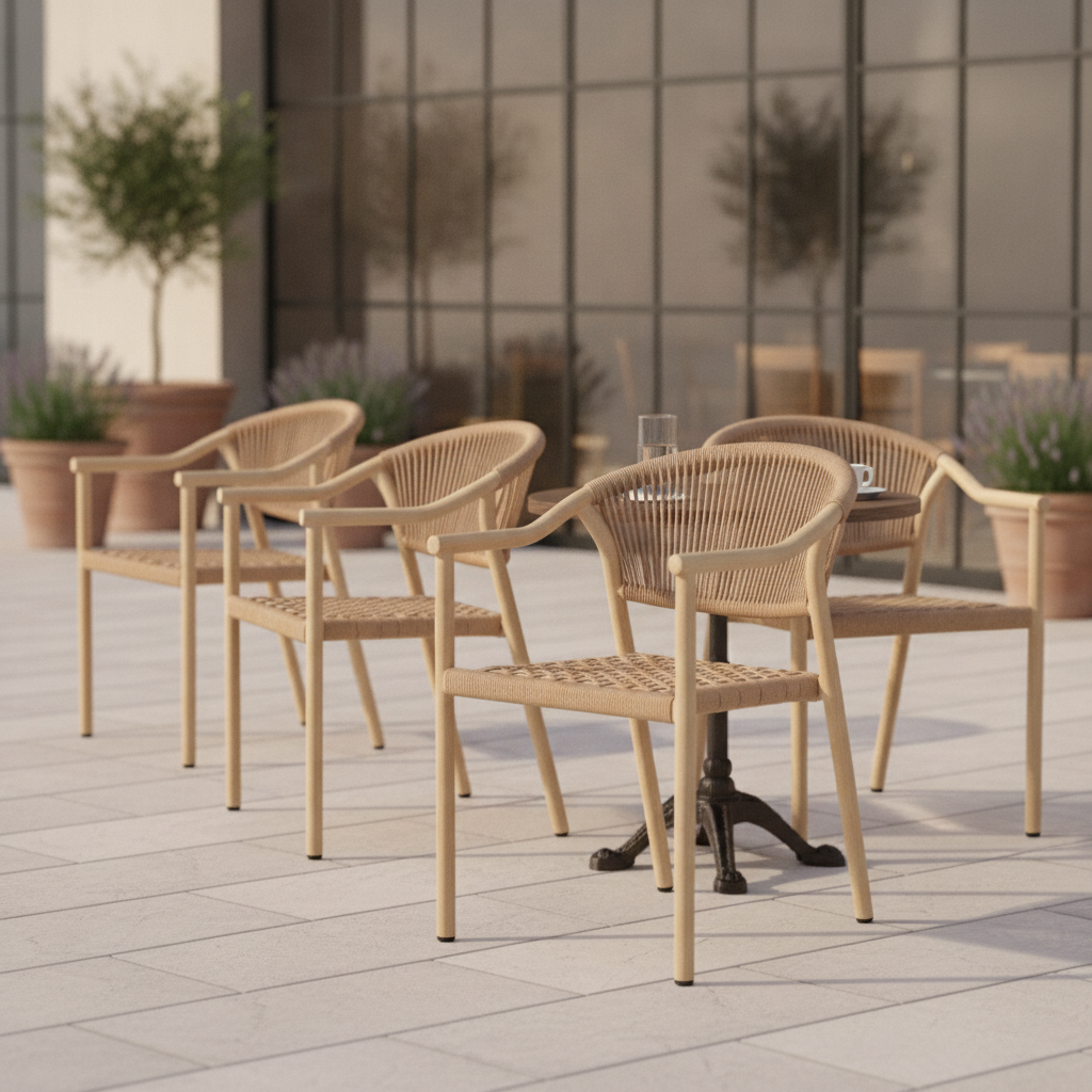 Polyethylene Brown Rattan Outdoor Armchair 790mm for Cafés & Patios (Pack of 4)