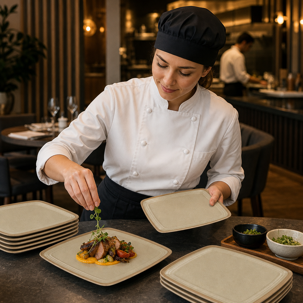 Square Plates 300x300mm Ceramic for Hospitality Settings (Pack of 6)