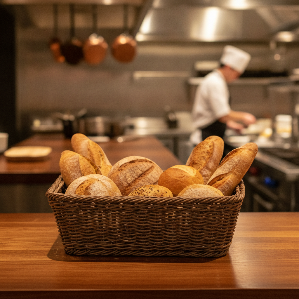 Polyethylene Polywicker Rectangular Serving Basket 300mm for Food Presentation