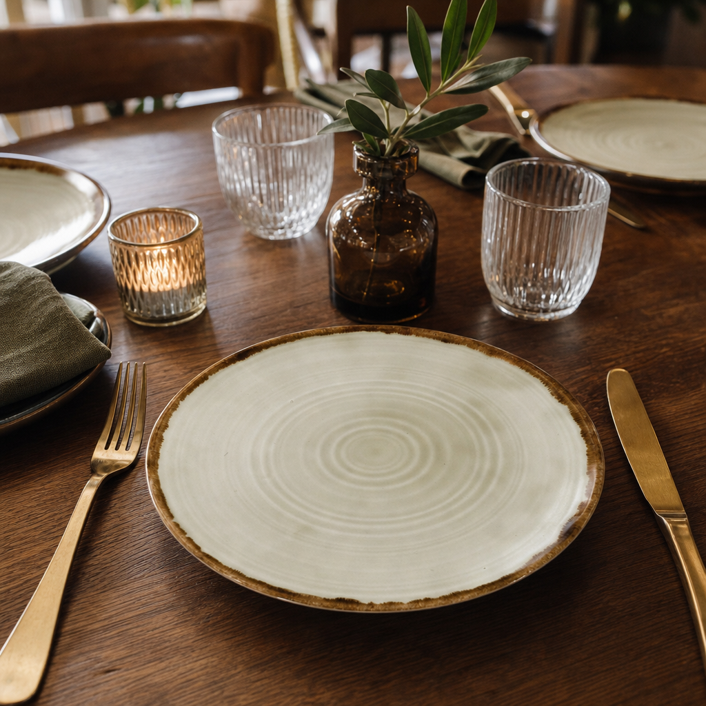 Hand-Finished Coupe Plates Vitrified Ceramic for Modern Dining (Pack of 12)