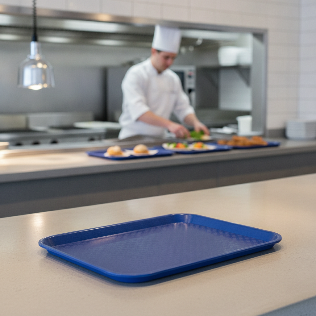 Polypropylene Rectangular Tray Blue for Fast Food Service