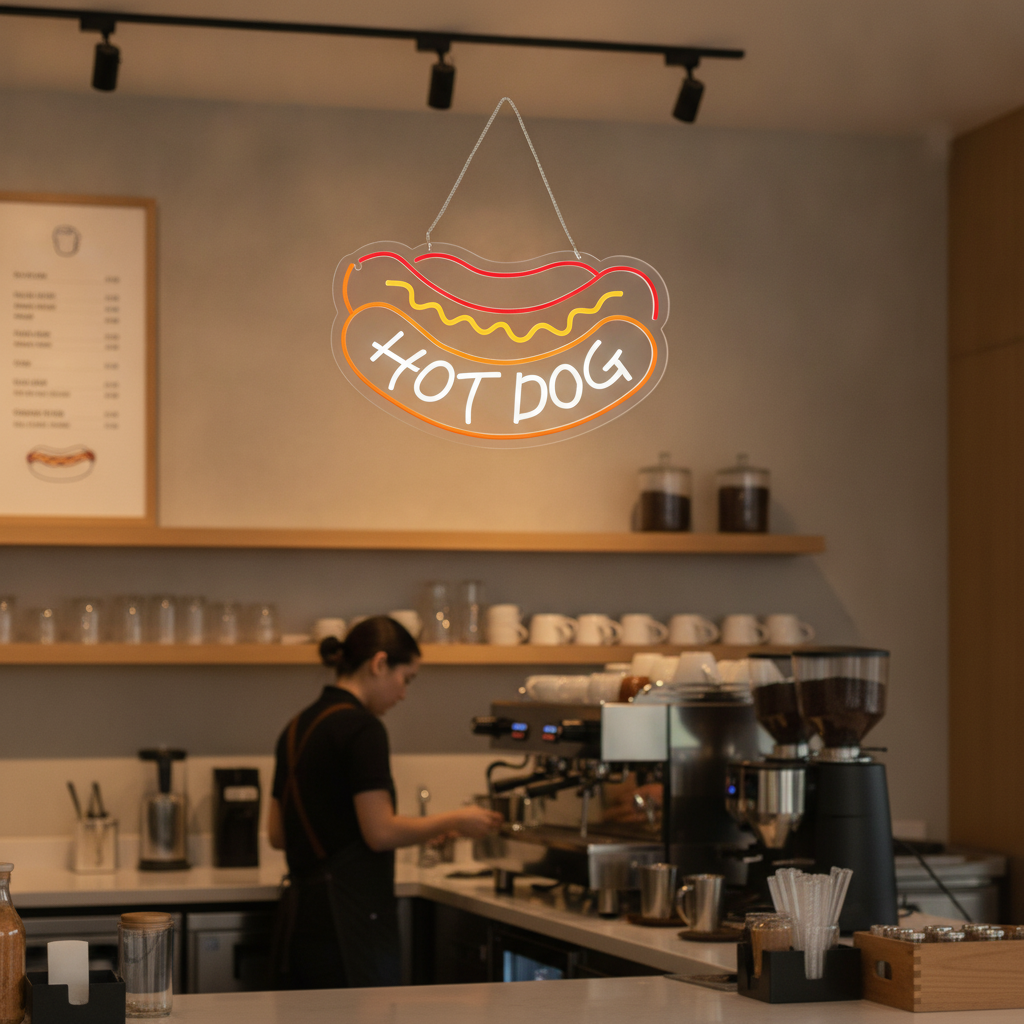 LED Hot Dog Neon-Style Sign for Restaurants & Cafés