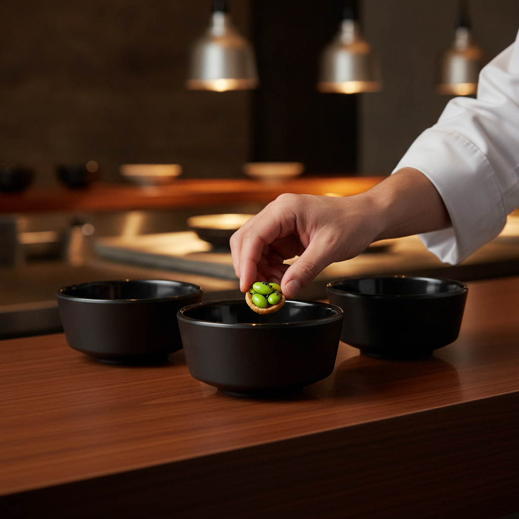 Melamine Black Round Bowl 50ml for Serving & Presentation