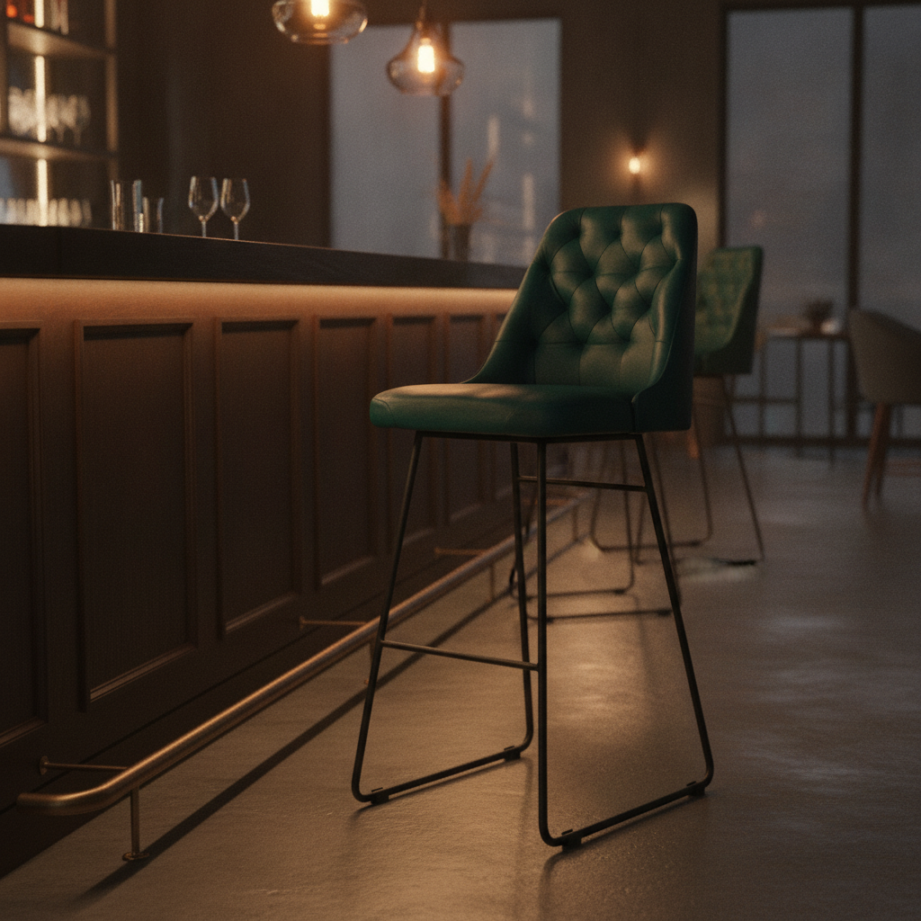 Steel Frame Upholstered Bar Stool 750mm for High-End Venues
