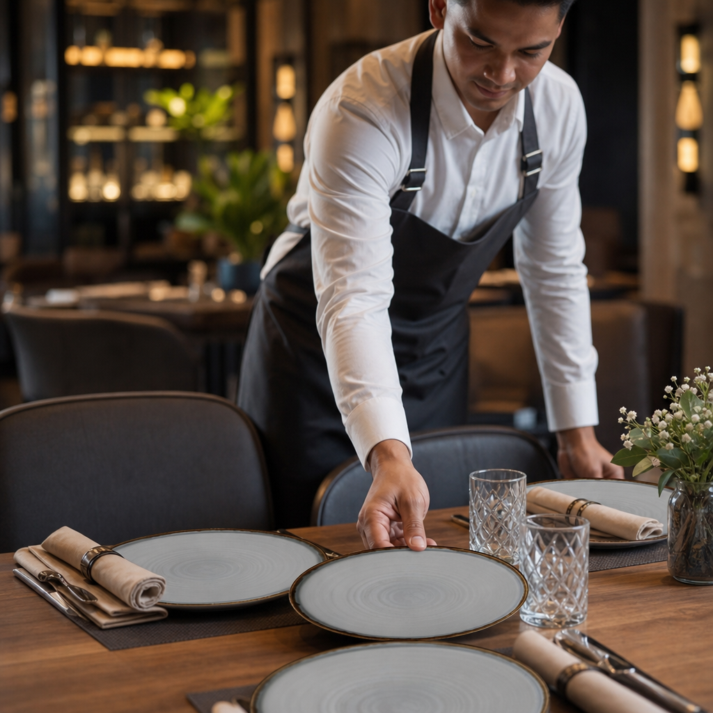 Walled Plates 260mm Grey Vitrified Porcelain for Stylish Dining (Pack of 6)