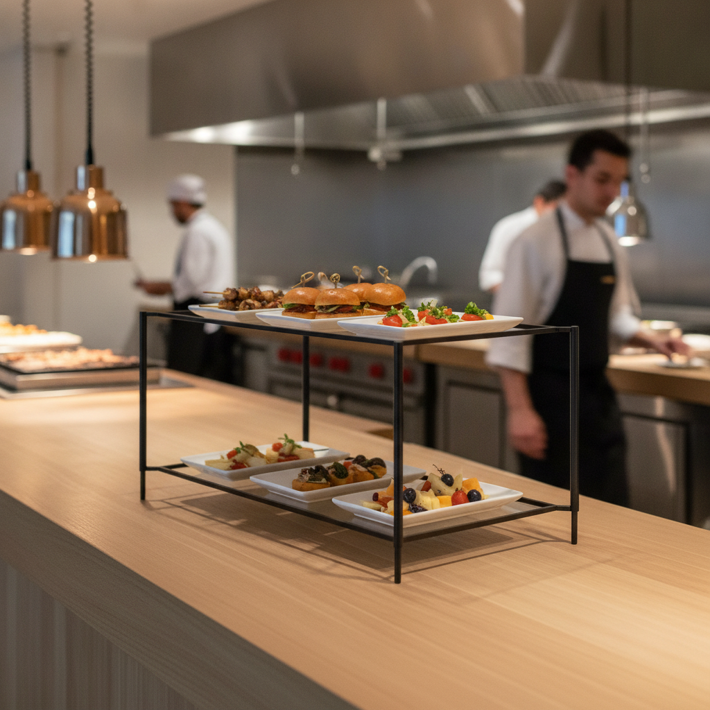 Wood Buffet Stand Black 285x370mm for Versatile Food Presentation