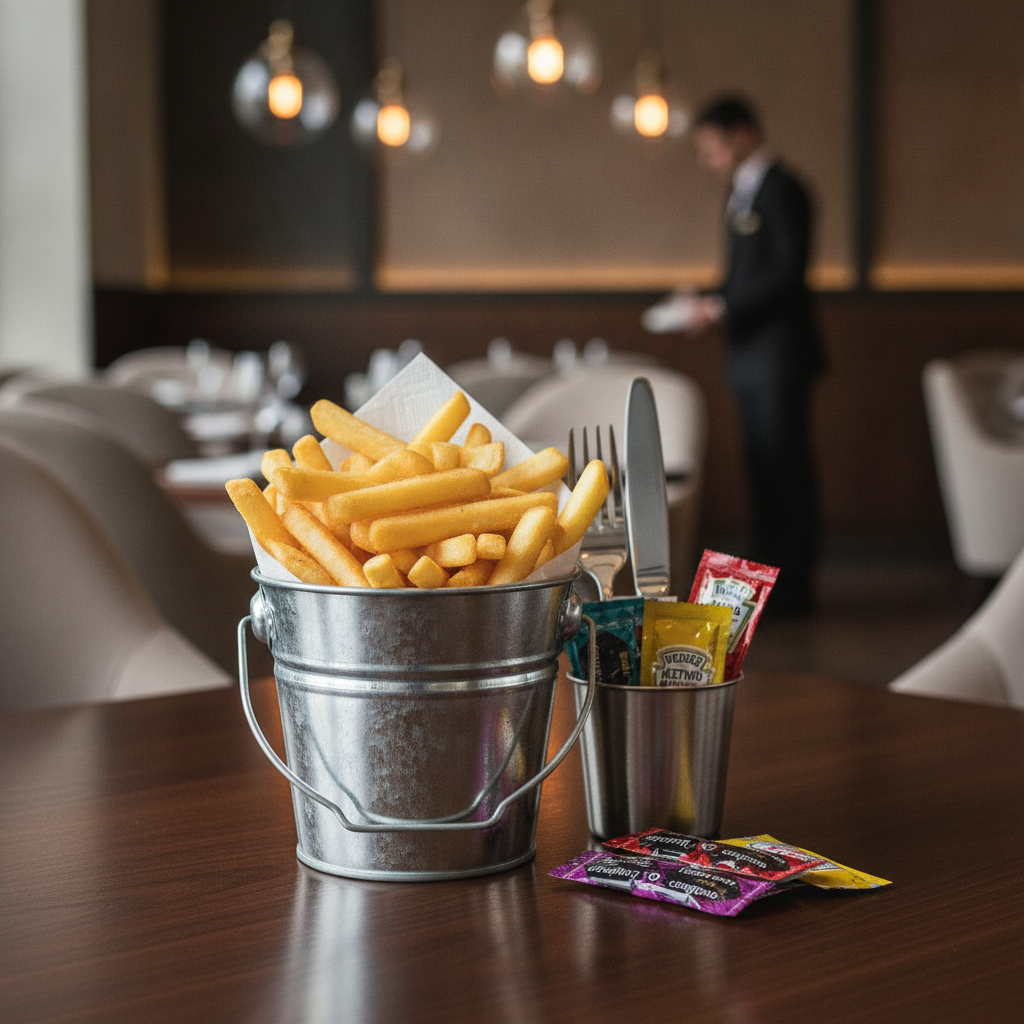 Galvanised Steel Mini Chip Bucket 1.175L for Serving Snacks