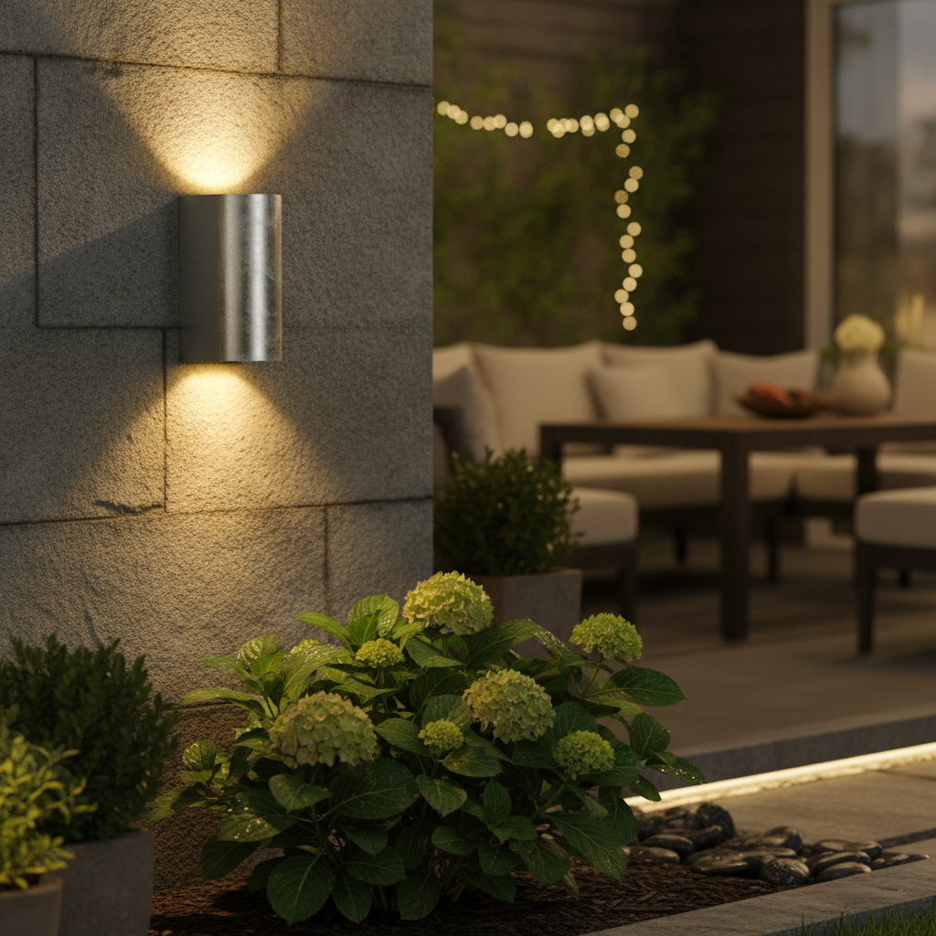 Steel Outdoor Wall Light with Dual Light Output for Patios & Gardens