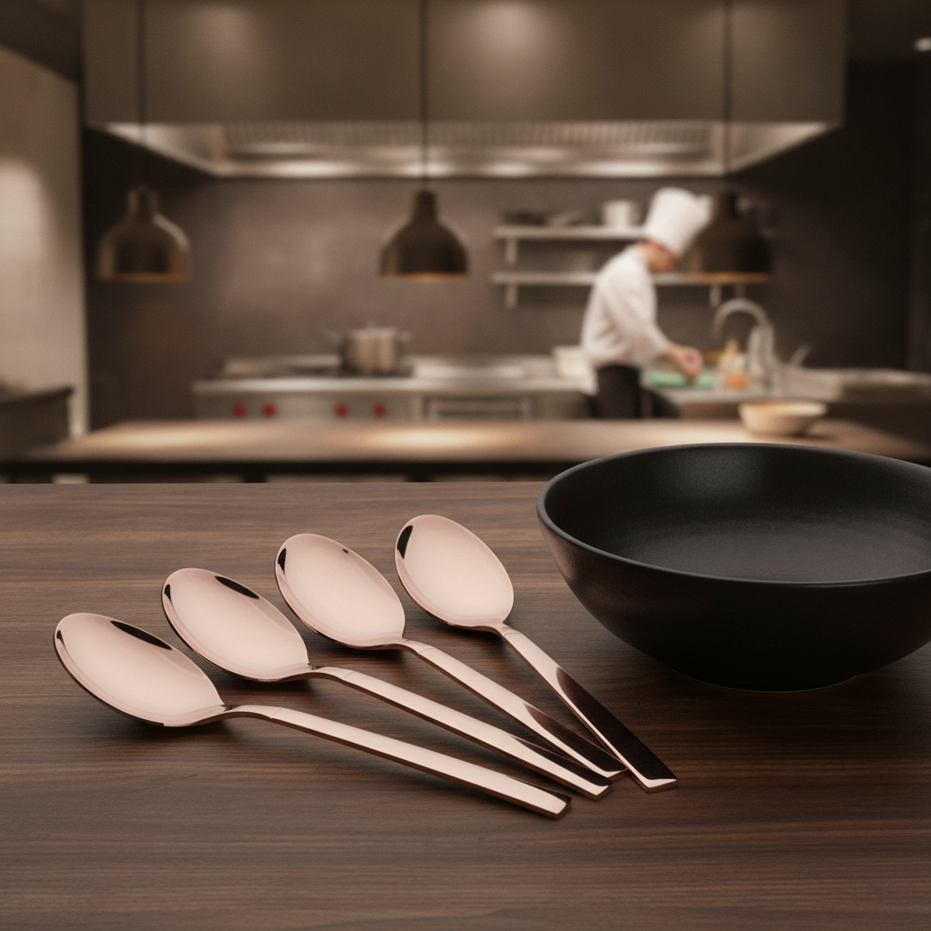 18/10 Stainless Steel Large Salad Spoons for Catering (Pack of 6)