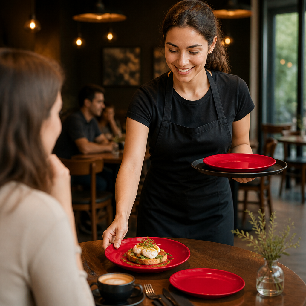 Coupe Plates 205mm Red Stoneware for Cafés & Coffee Shops (Pack of 12)