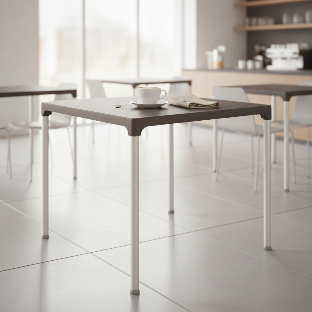 Aluminium and Polypropylene Square Table 750mm for Cafés & Bistros