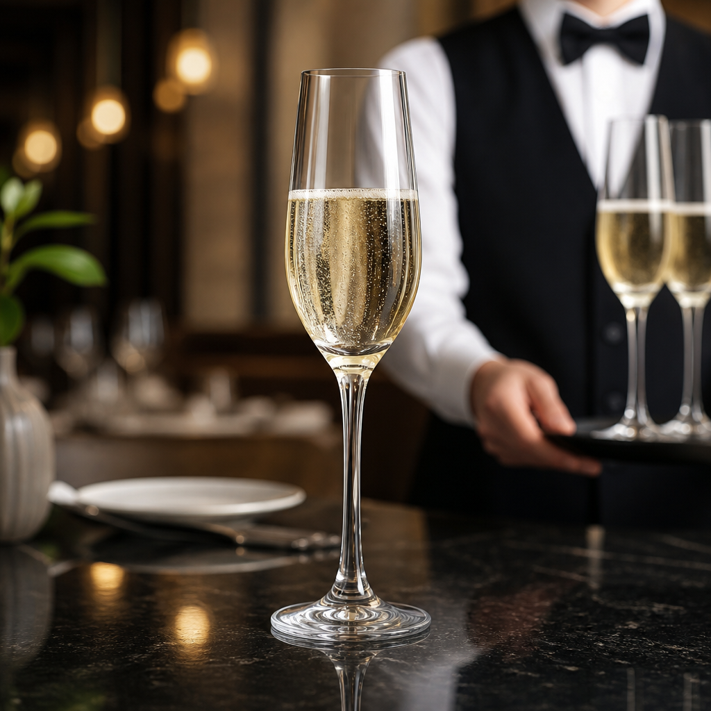 Lead-Free Crystal Champagne Flutes 225ml for Modern Venues (Pack of 6)