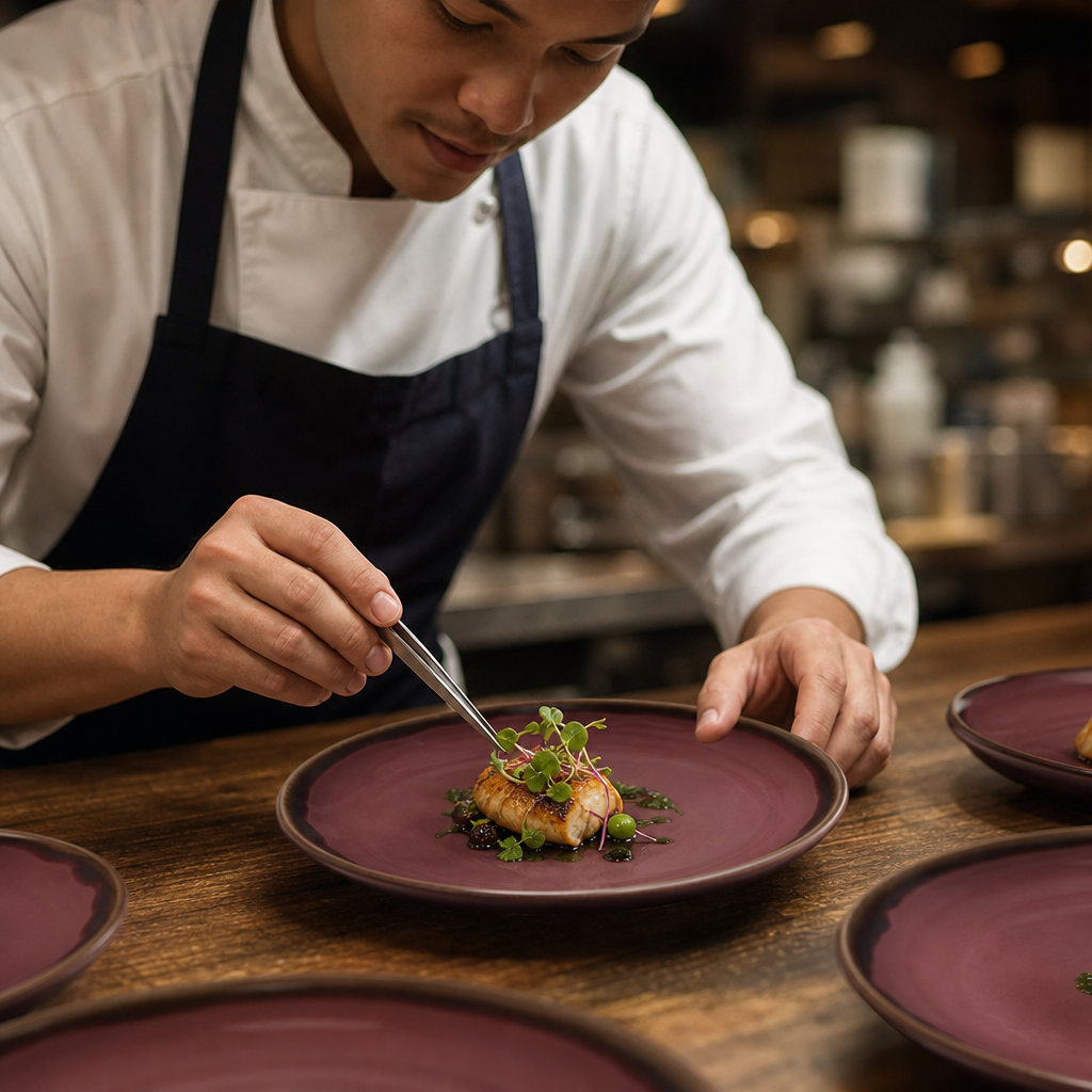Hand Finished Coupe Plates Purple Stoneware for Dining Experiences (Pack of 12)
