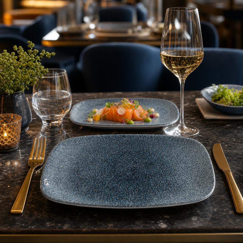 Rectangular Plates Blue Porcelain for Dining Experiences (Pack of 12)