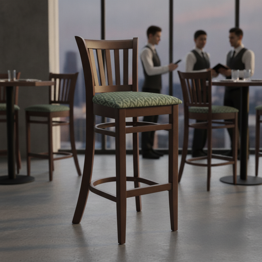 Rubber Wood Green Bar Chair 1010x410mm for Hospitality Settings
