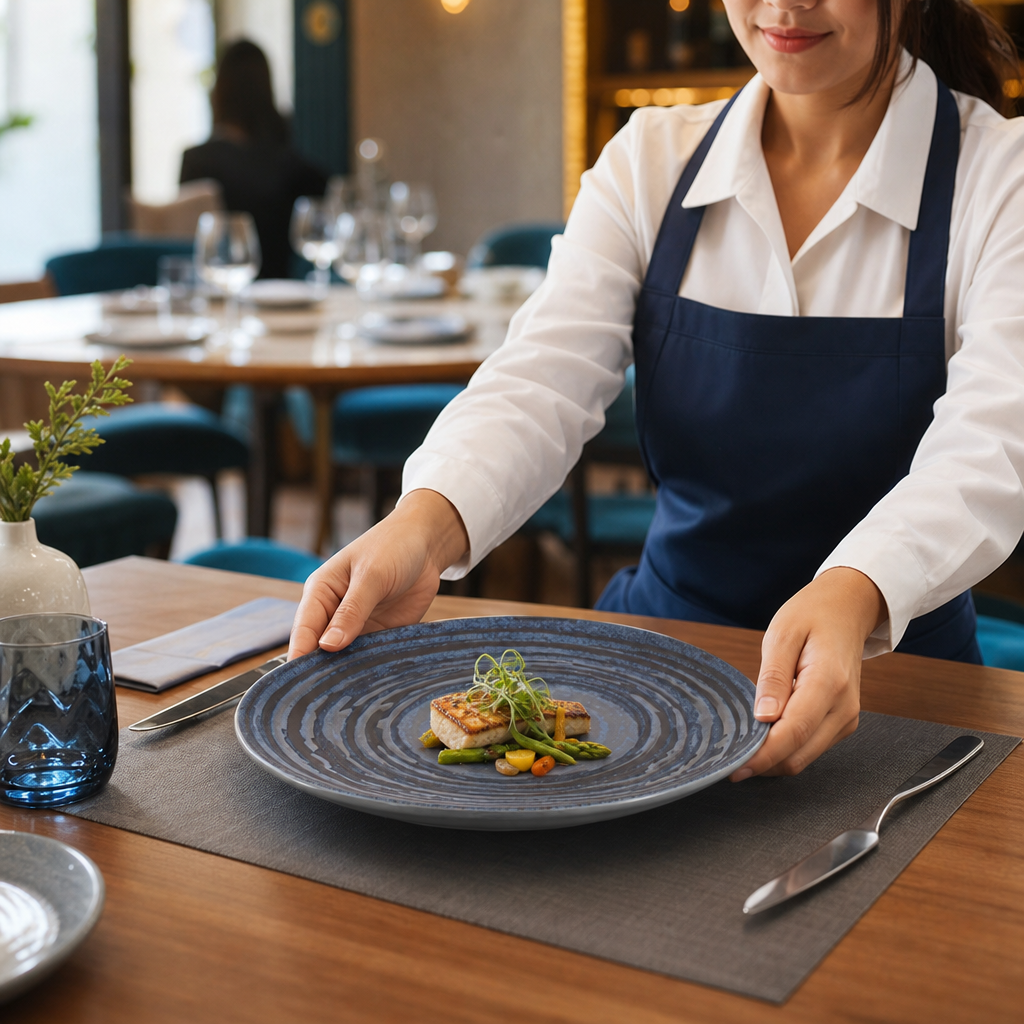 Dinner Plates & Blue 220mm Black Melamine for Restaurants & Catering