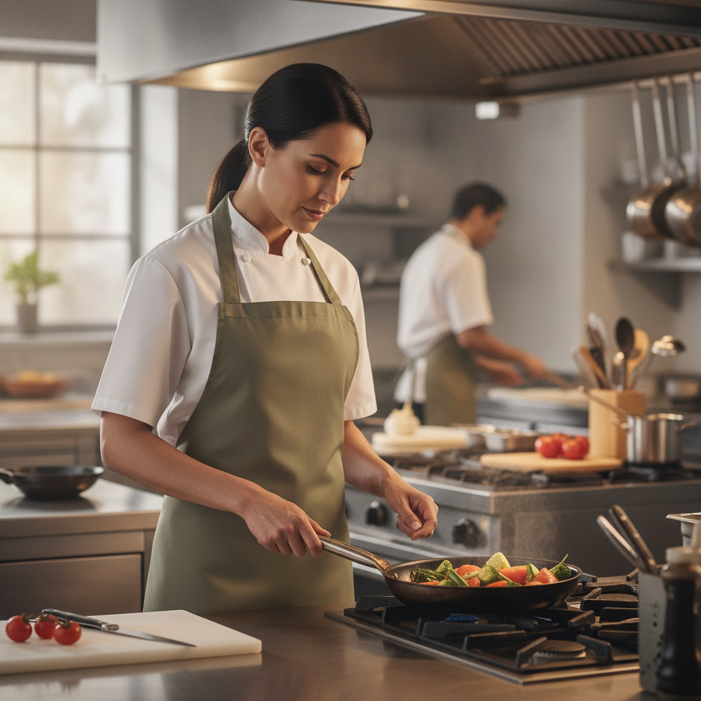 Polycotton Olive Bib Apron for Professional Use