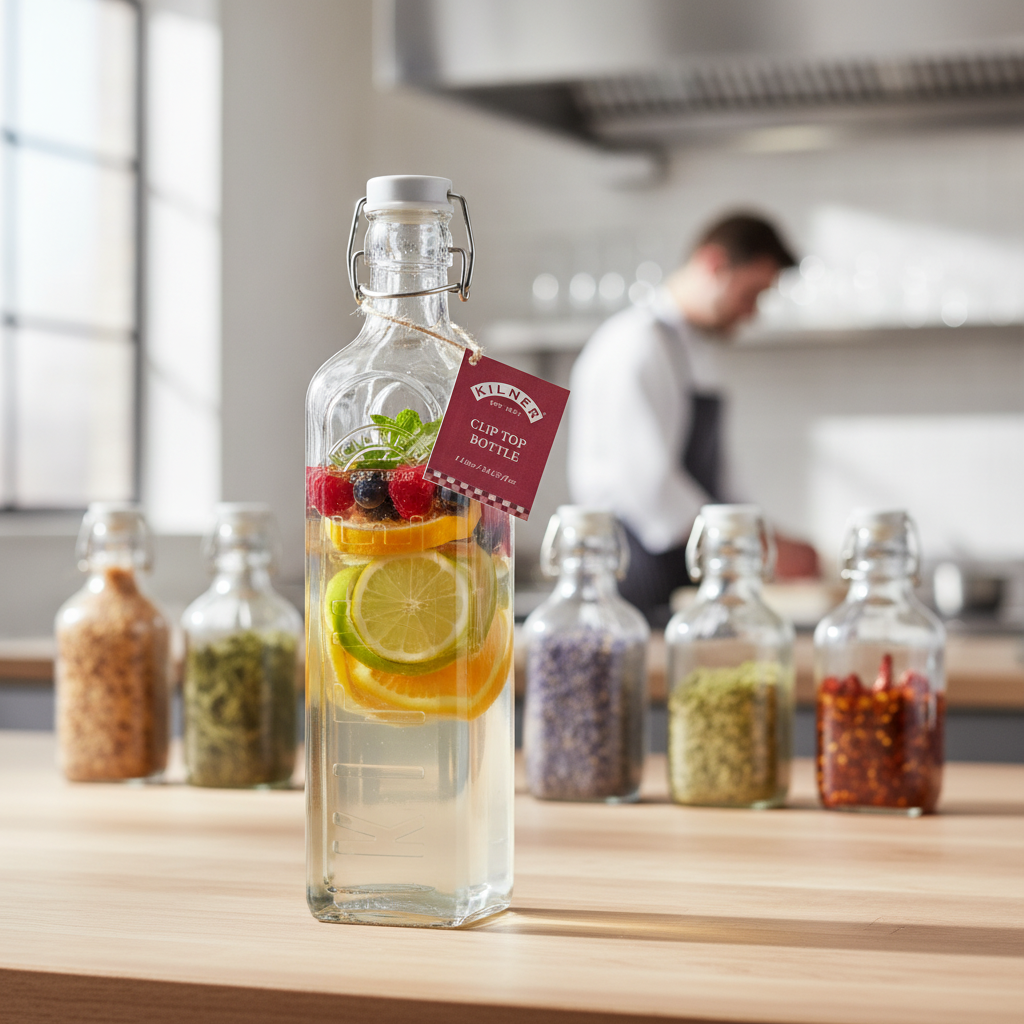 Glass Clip Top Bottle 1000ml for Preserving & Infusing