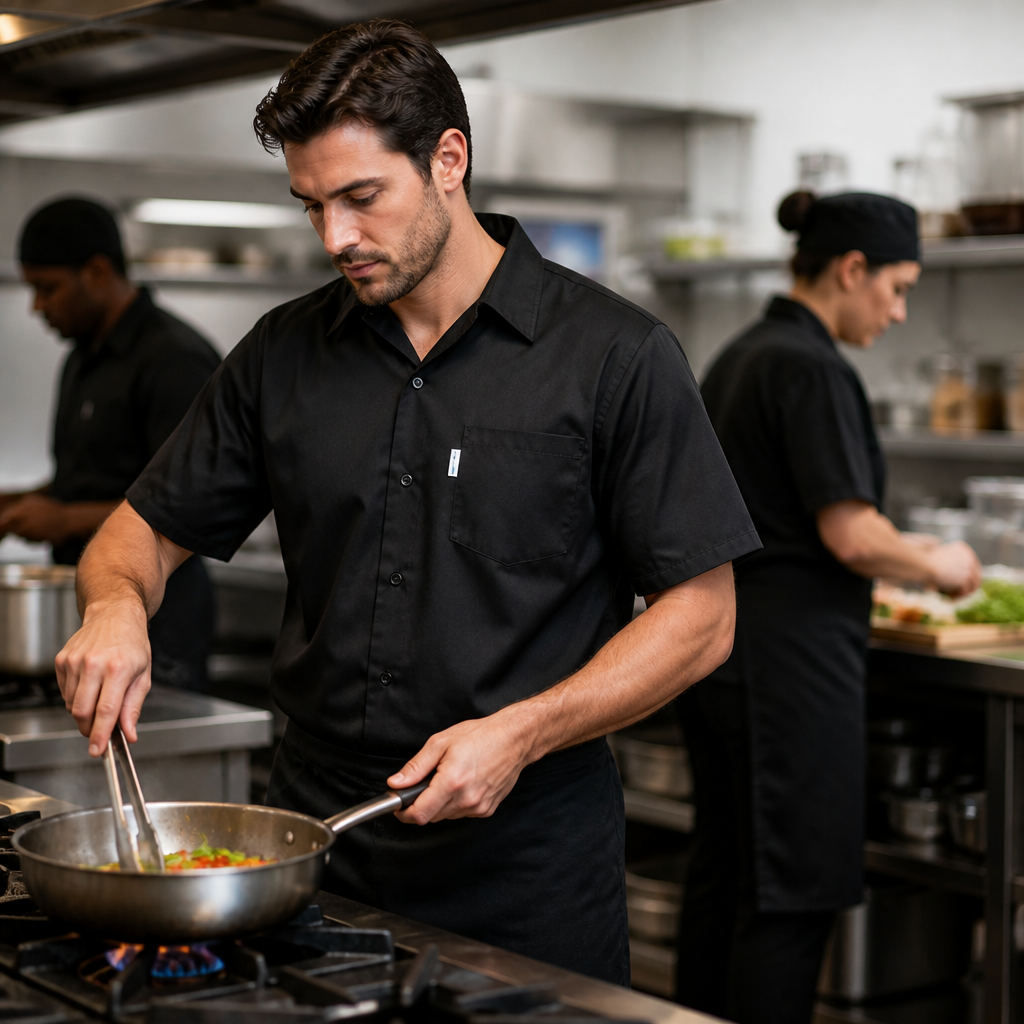 Unisex Cool Vent Chefs Shirt in Black for Busy Kitchens