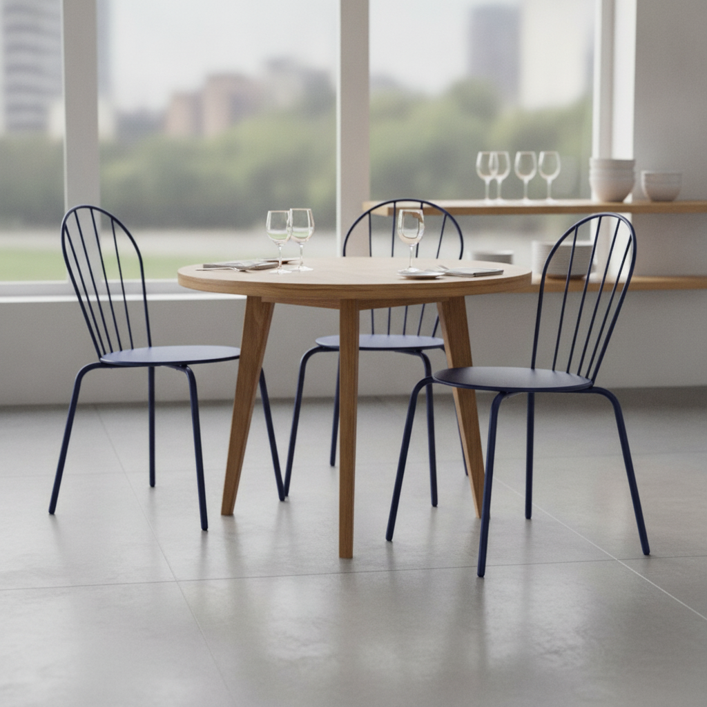 Powder-Coated Steel Dark Navy Side Chairs 855x480mm for Restaurants & Cafés (Pack of 4)