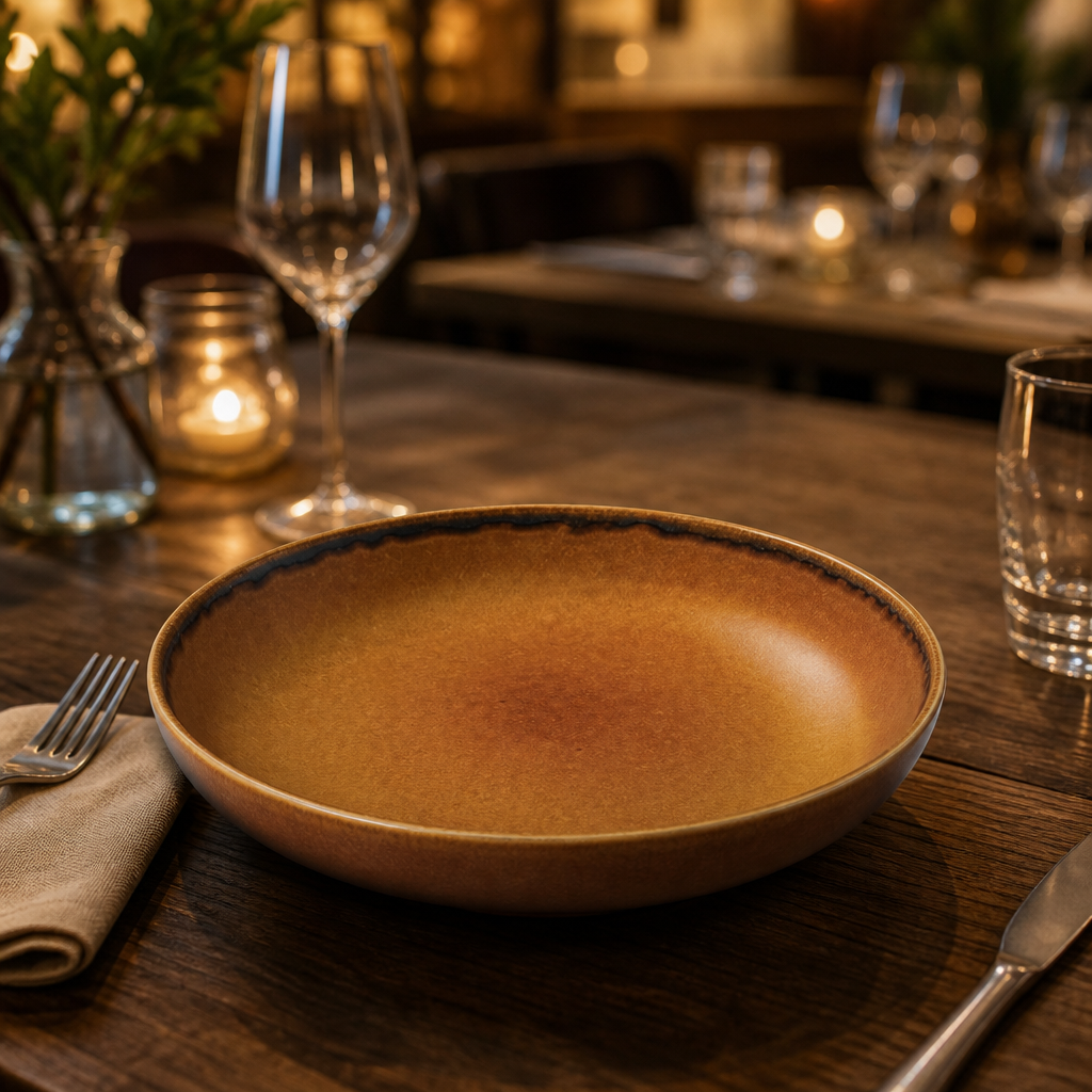 Harvest Coupe Bowl in Brown Porcelain for Rustic Dining