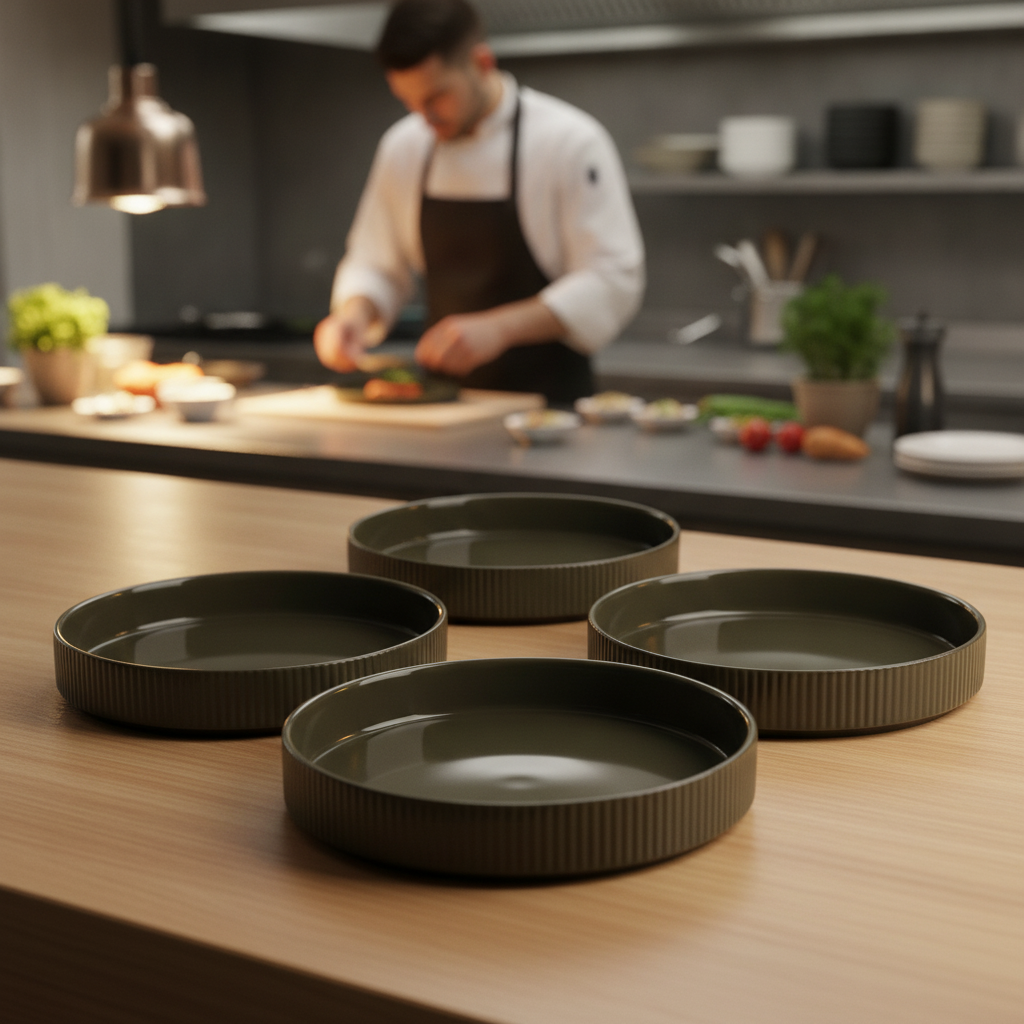 Porcelain Walled Plates 200mm for Catering & Hospitality (Pack of 3)