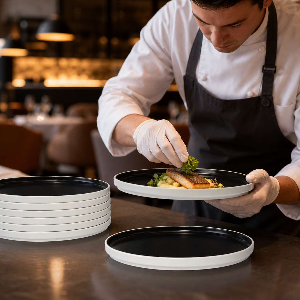 Alumina Stacking Plates 255mm Vitrified Ceramic for Dining (Pack of 12)