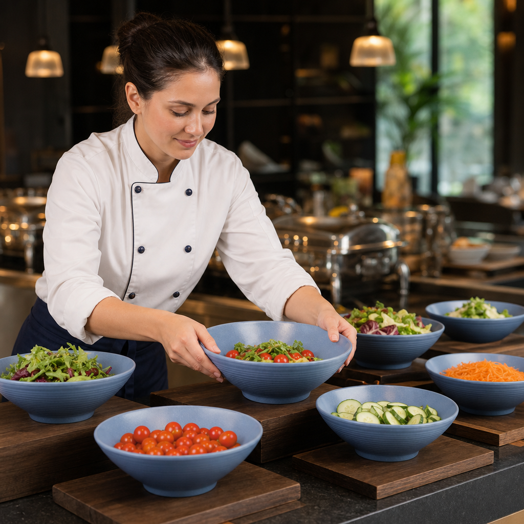 Small Rippled Bowl Oslo Blue Melamine for Creative Buffets (Pack of 6)