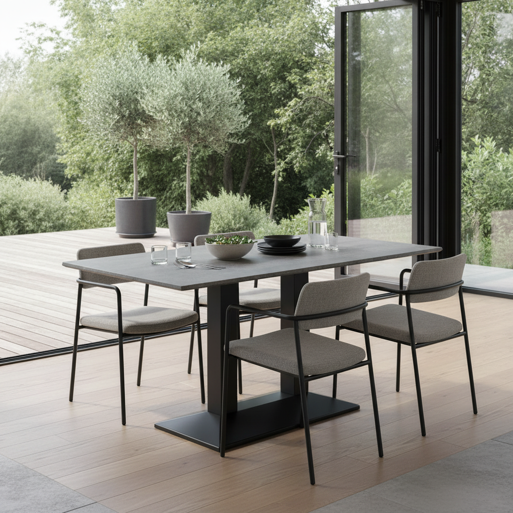 Concrete Rectangular Dining Table 1200x700mm for Indoor & Outdoor Use