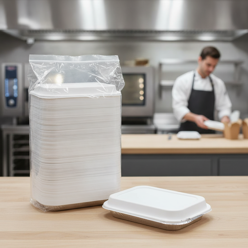 Recyclable Paper Lids with Foil Liner for Takeaway Food (Pack of 1000)