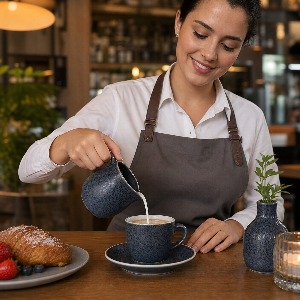 Vitrified China Milk Jug 170ml in Blue for Coffee Service (Pack of 12)