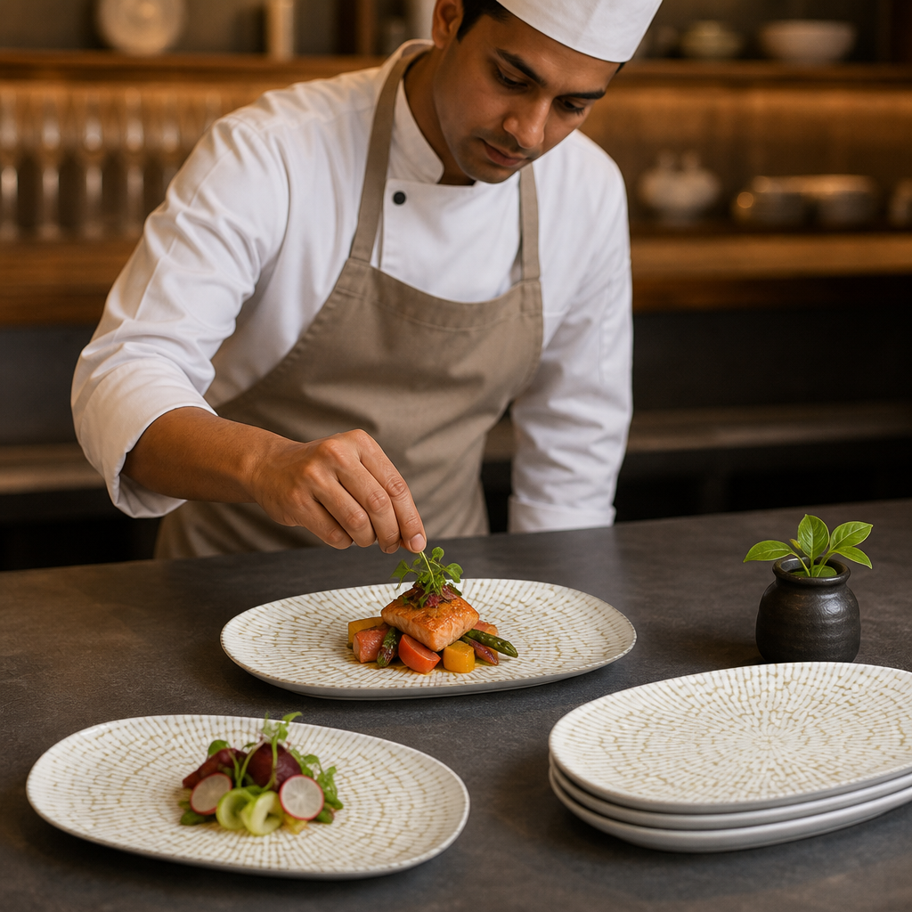 Oblong Plates 220x130mm Vitrified Ceramic for Hospitality (Pack of 6)