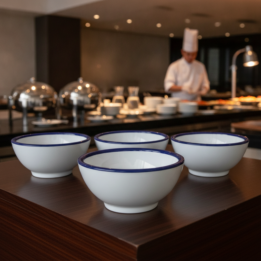 Melamine White Bowl 300ml for Buffet Service