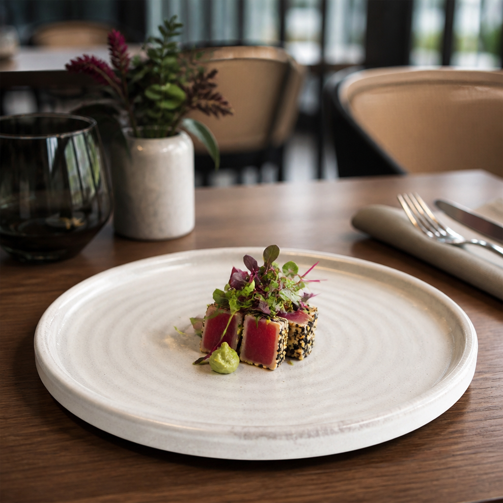 Murano Small Rimmed Plates 180mm White Stoneware for Serving Dishes (Pack of 6)
