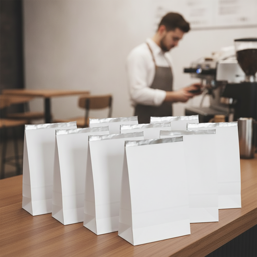 Paper Foil Lined Takeaway Bags 305x180mm for Cafés & Caterers (Pack of 500)