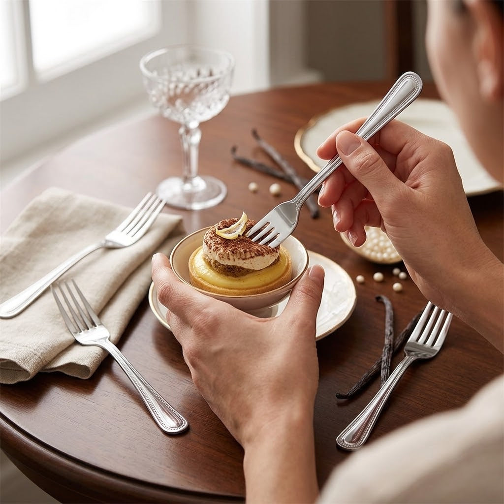 18/0 Stainless Steel Dessert Forks for Restaurants & Hotels (Pack of 12)